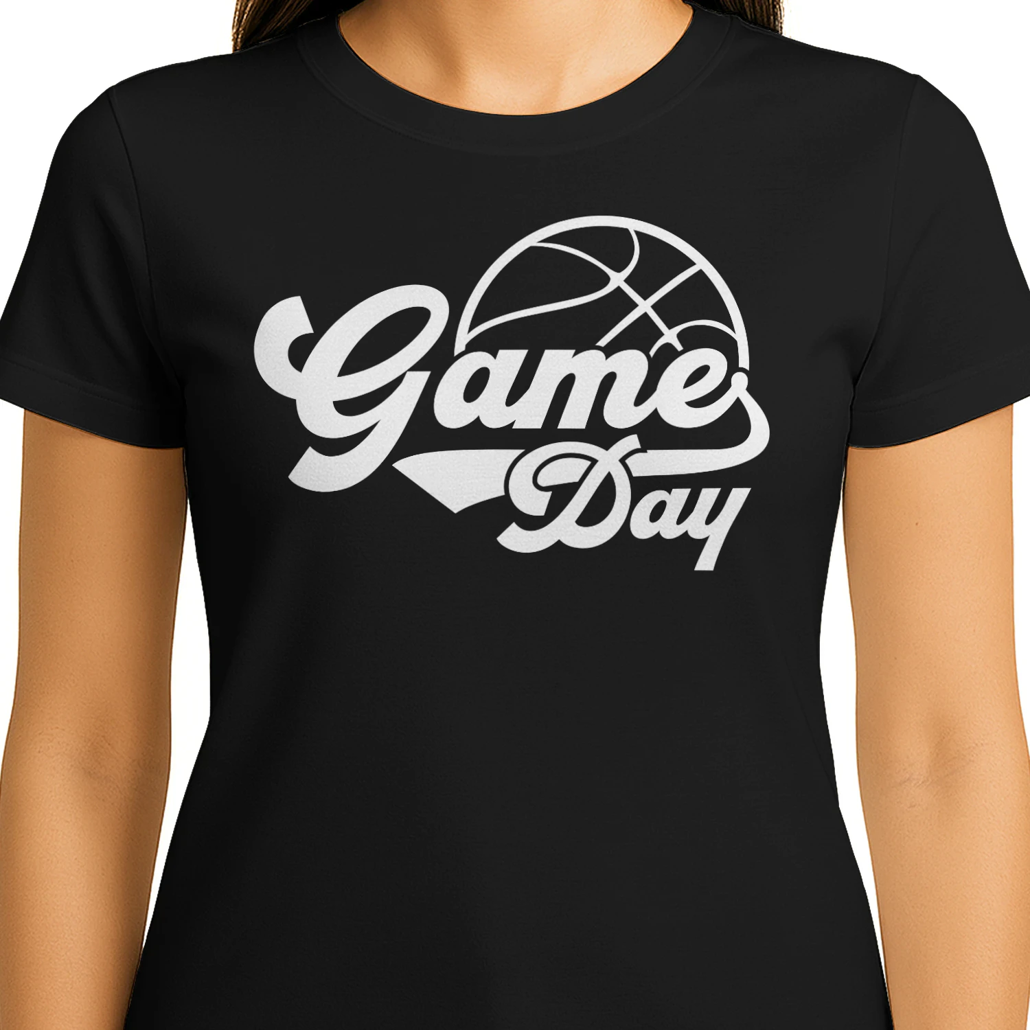 Game Day Basketball Cursive Script - Vintage Basketball Graphic