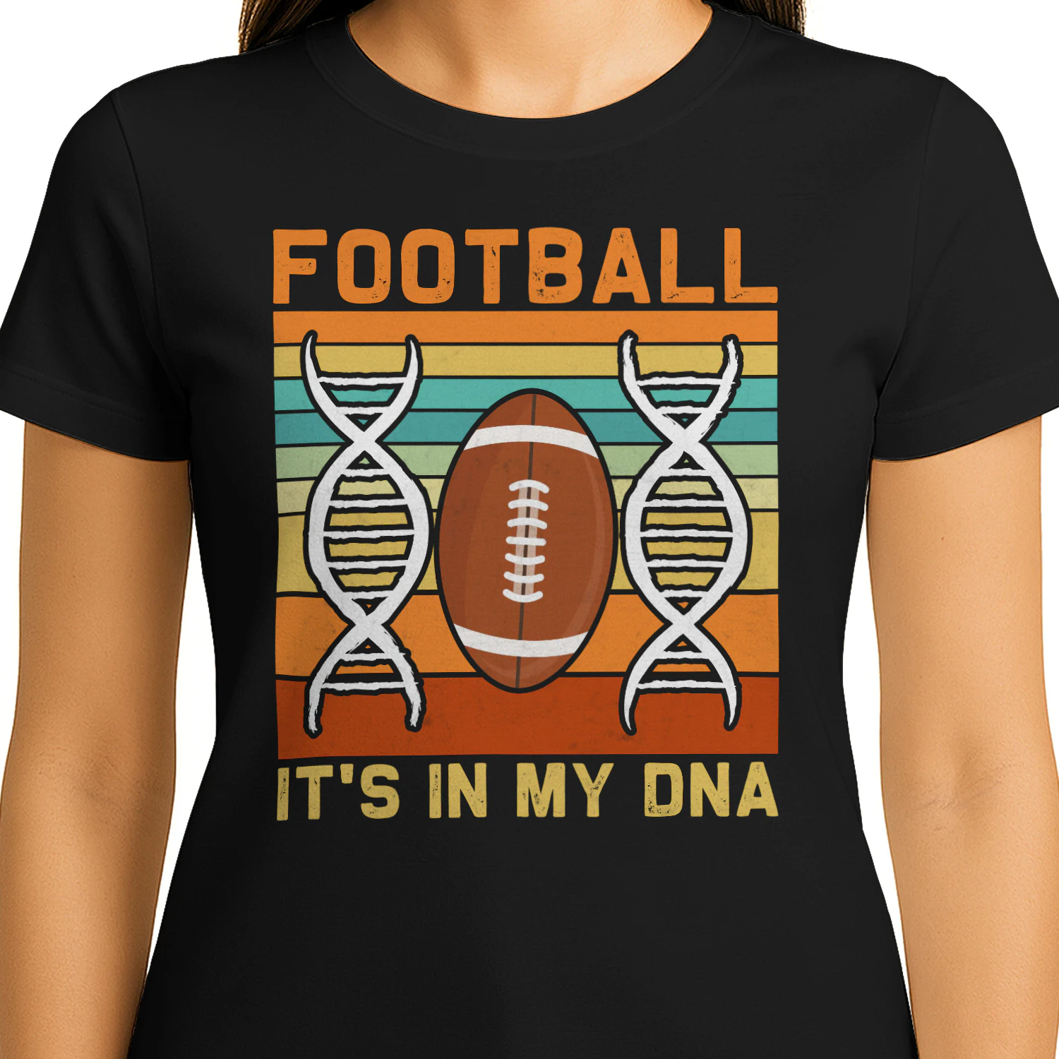 Football It’s In My DNA Retro Vintage Sunset - Sports Fan Biology Design