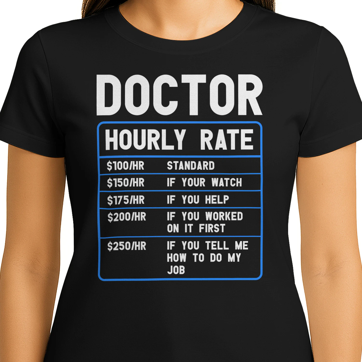 Doctor Hourly Rate Funny Medical Price List Graphic