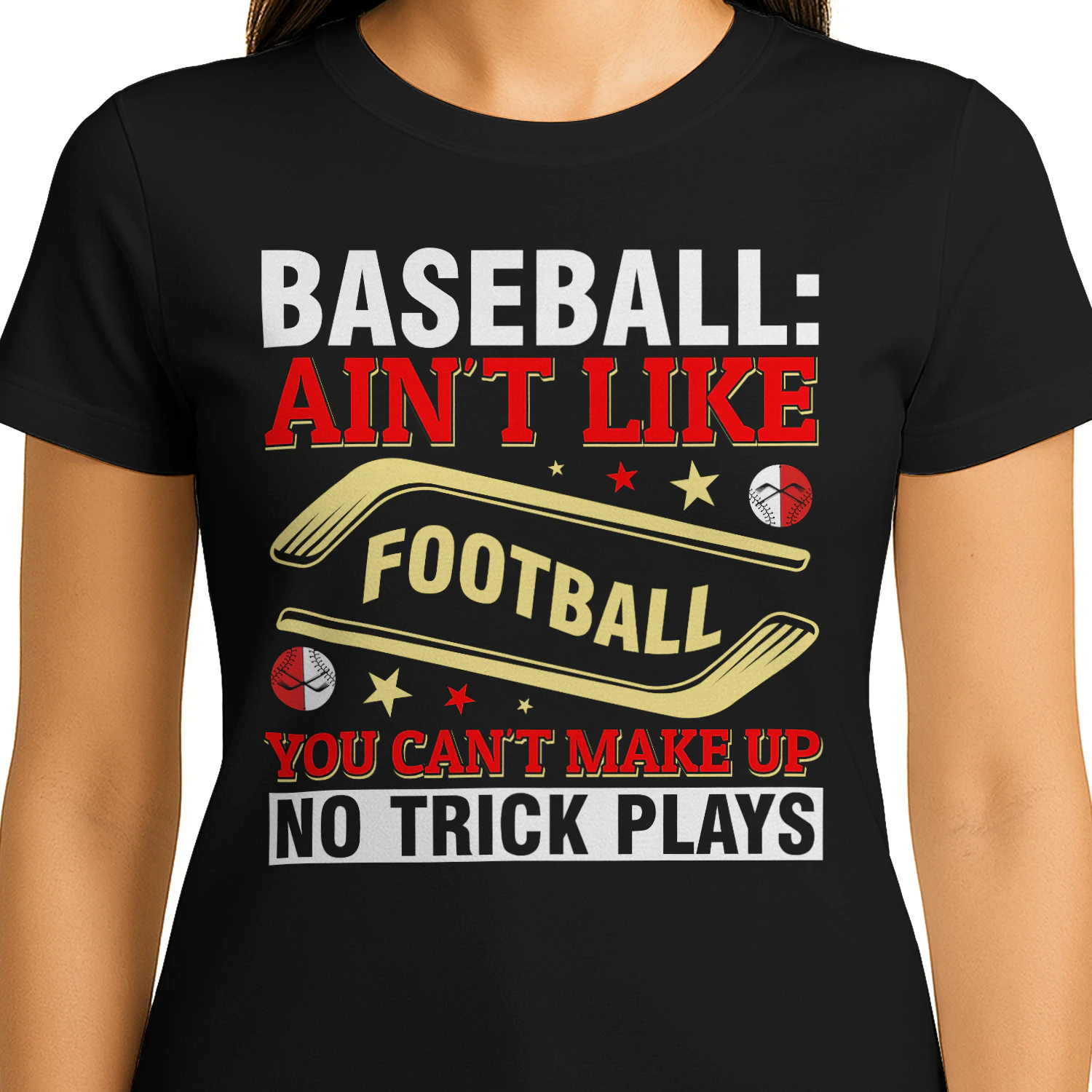 Baseball Ain't Like Football - Funny Baseball Sports Typography Design