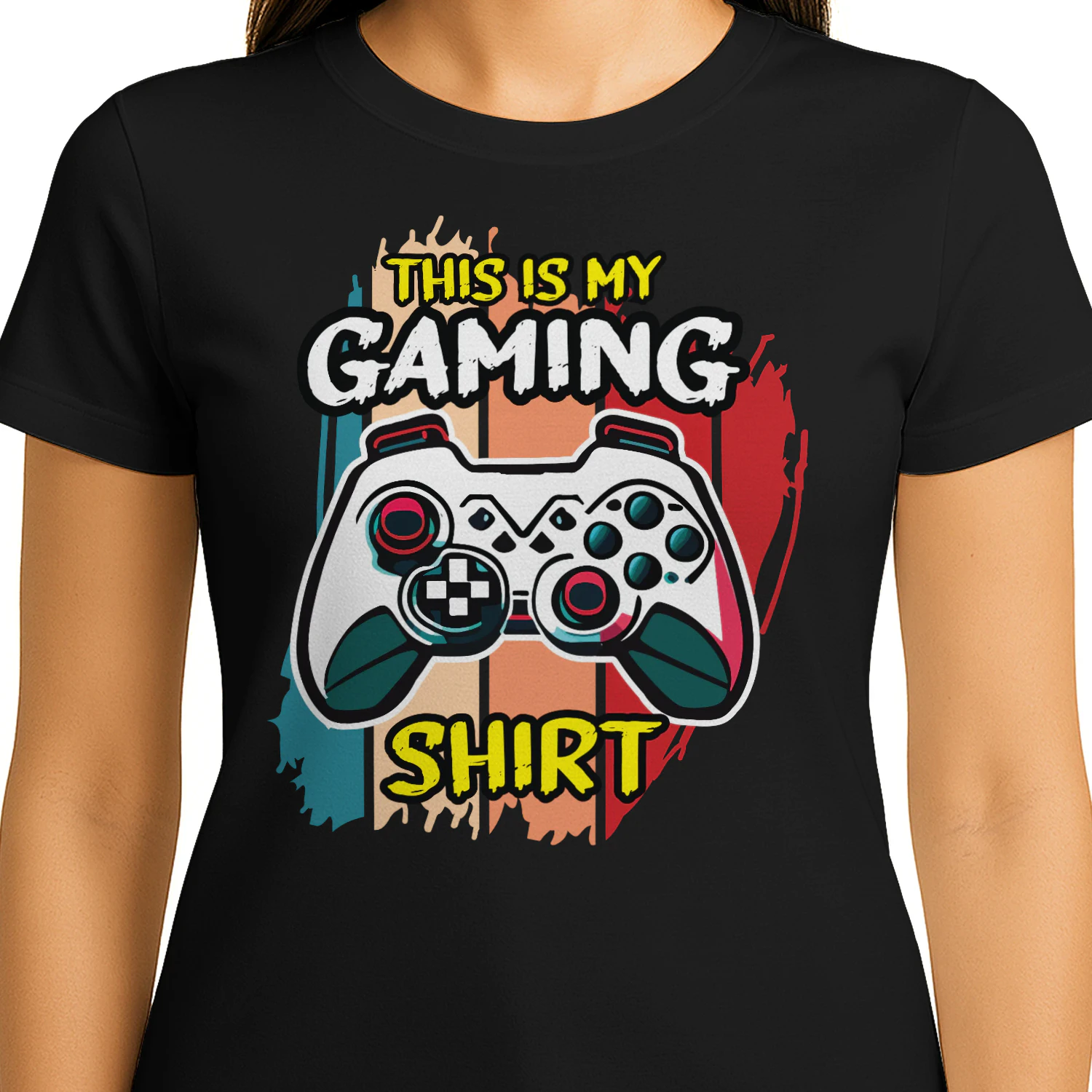 This Is My Gaming Shirt Retro Sunset Controller - Gamer Graphic
