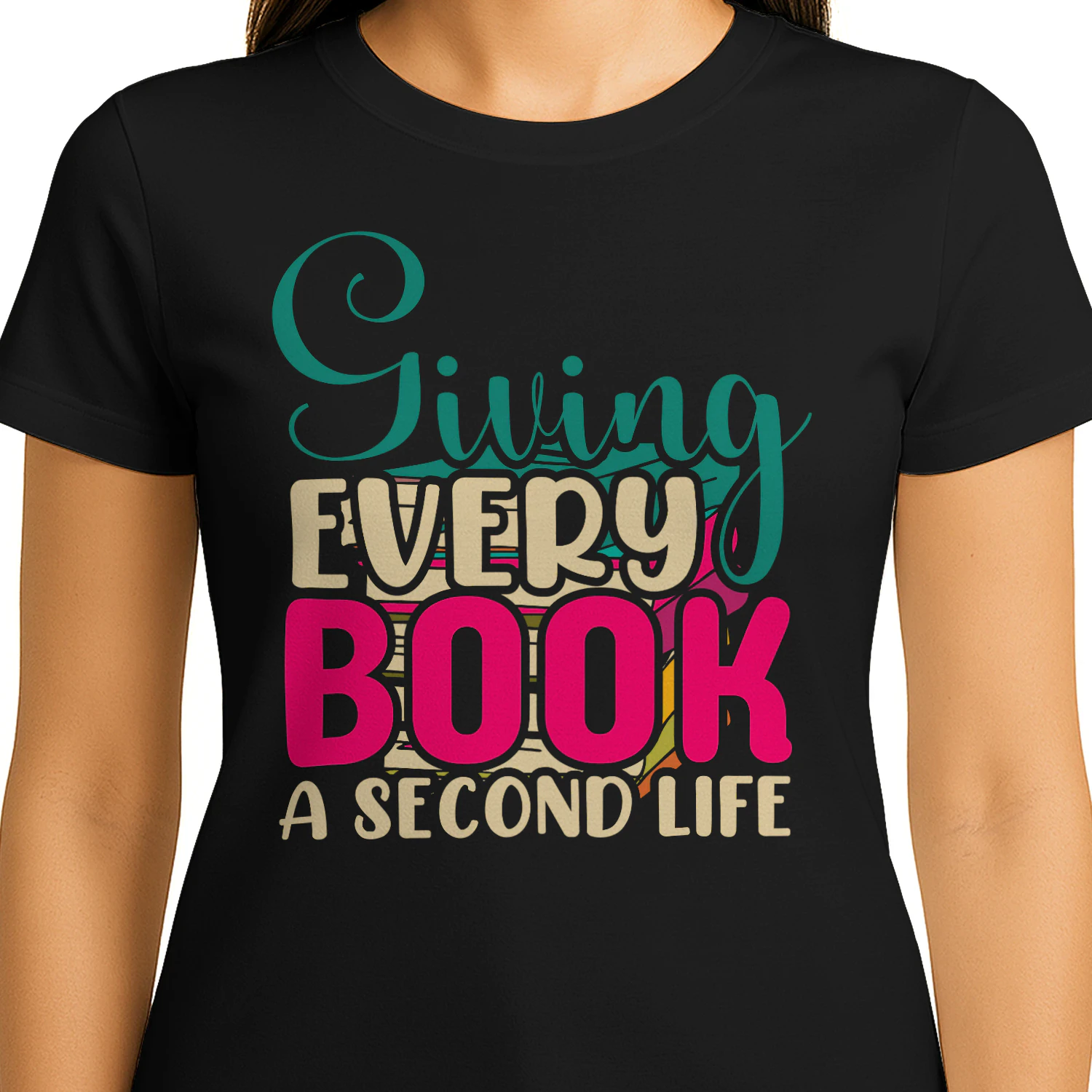 Giving Every Book A Second Life Funny Reading Quote - Colorful Book Lover Design