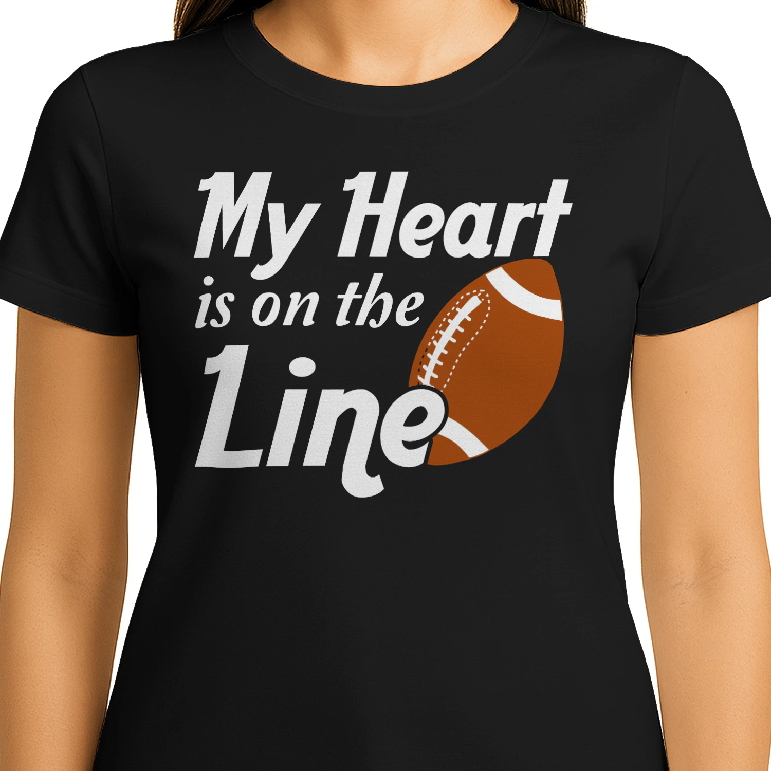 My Heart Is On The Line Football Mom Dad Graphic - Sports Family Support Design