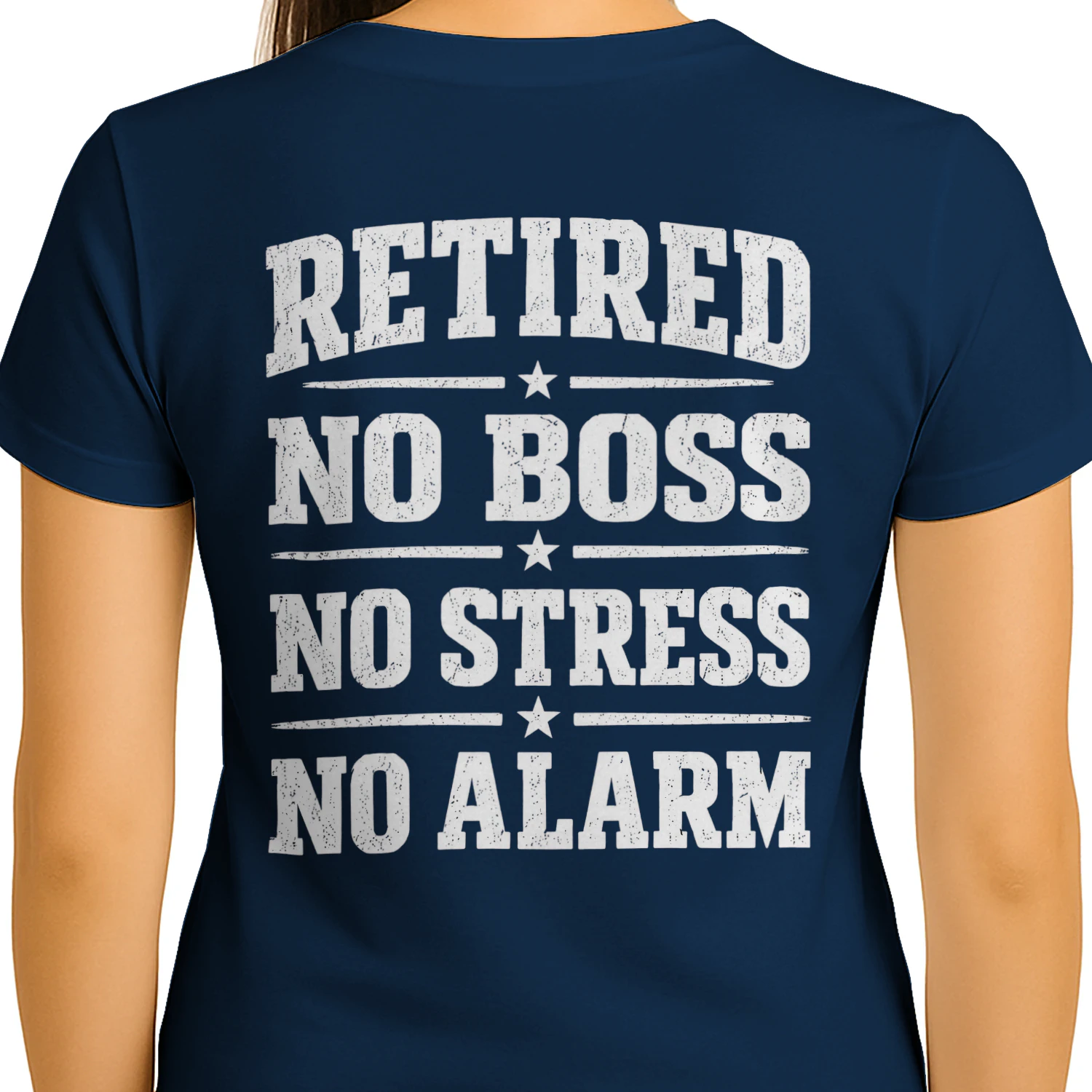 Retired No Boss No Stress No Alarm Distressed Retirement Design