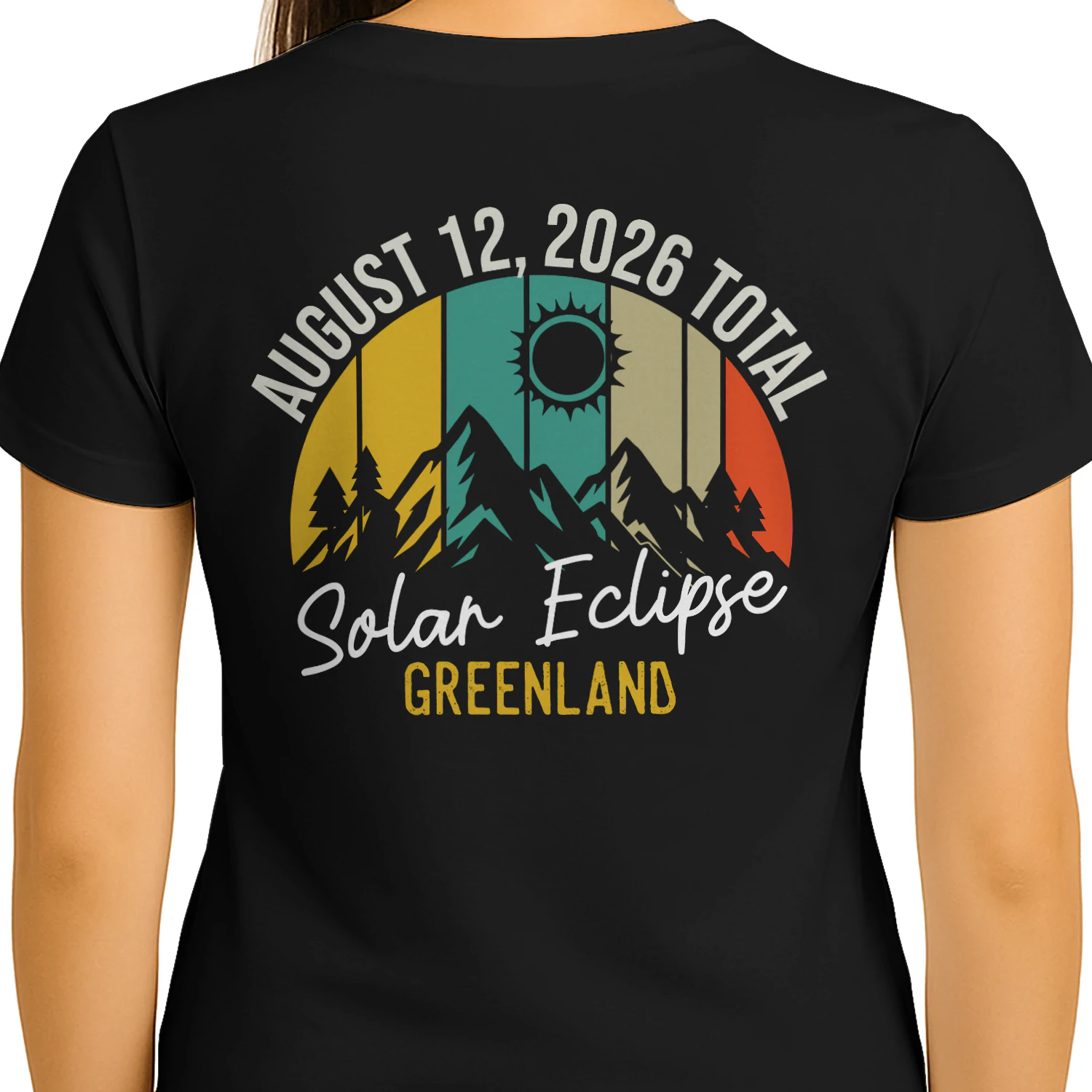Solar Eclipse august 2026 Shirt  - August 12 2026 Total Solar Eclipse Greenland - Retro Vintage Mountain Totality Graphic