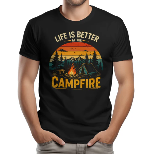 Life Is Better At The Campfire Retro Vintage Tent Graphic Design