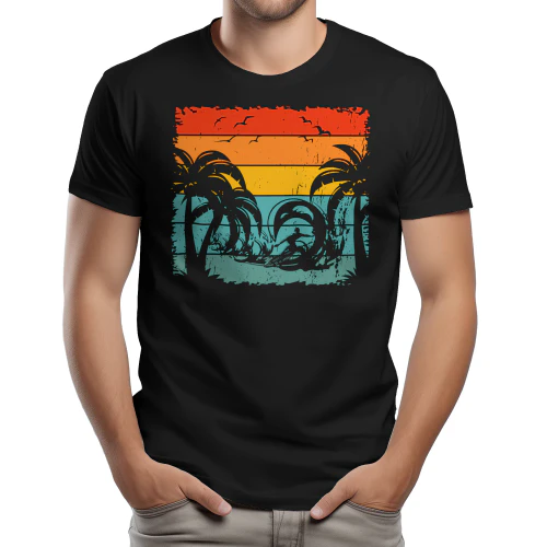 Retro Surf Waves Tropical Sunset - 70s Surfer Palm Trees Graphic Design