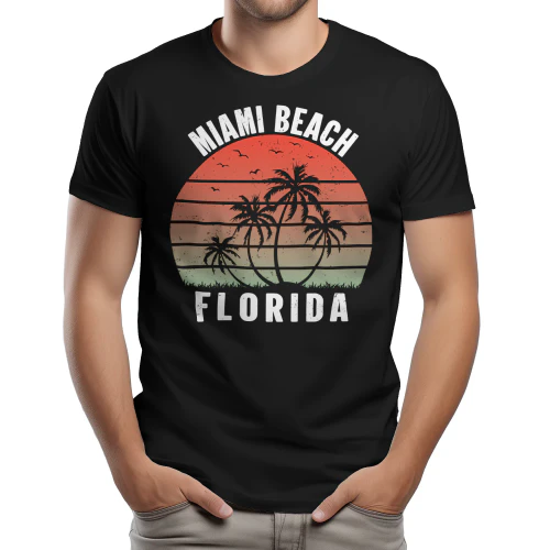 Retro Miami Beach Florida Sunset Palm Trees - Vintage Coastal Graphic Design