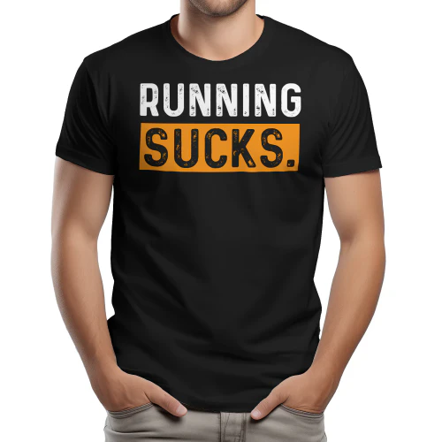 Running Sucks - Vintage Distressed Orange and White Sarcastic Runner Humor Graphic