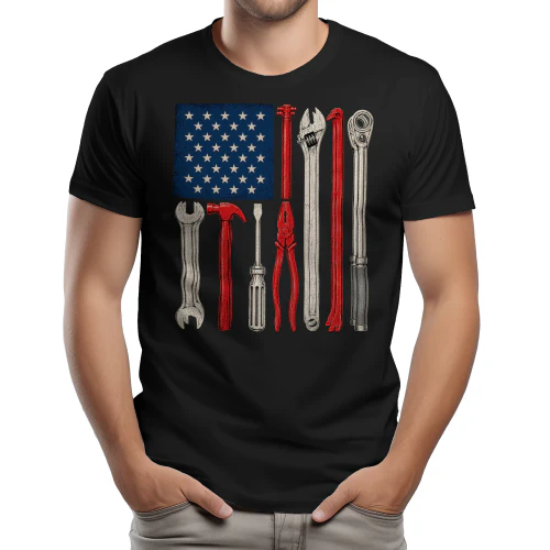 American Flag Tools - Patriotic Plumber Handyman Blue Collar Laborer Graphic