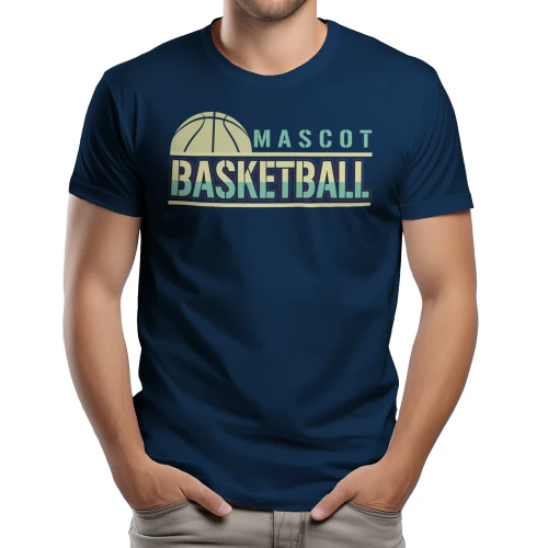 Custom Mascot Basketball - Retro Teal and Beige Split Tone Sports Slogan Graphic