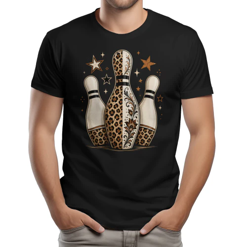 Leopard Print Floral Bowling Pins Western - Retro Boho Bowler Graphic Design