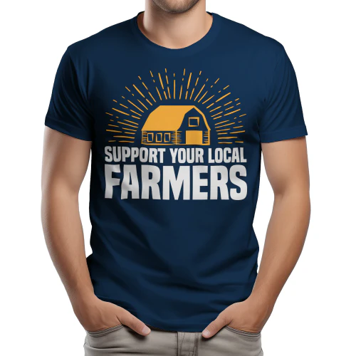 Support Your Local Farmers - Vintage Barn Sunburst Agriculture Pride Graphic