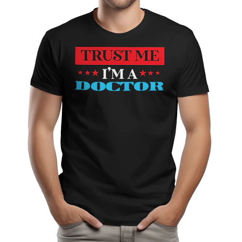 Trust Me I'm A Doctor Red Blue Typography Graphic Design