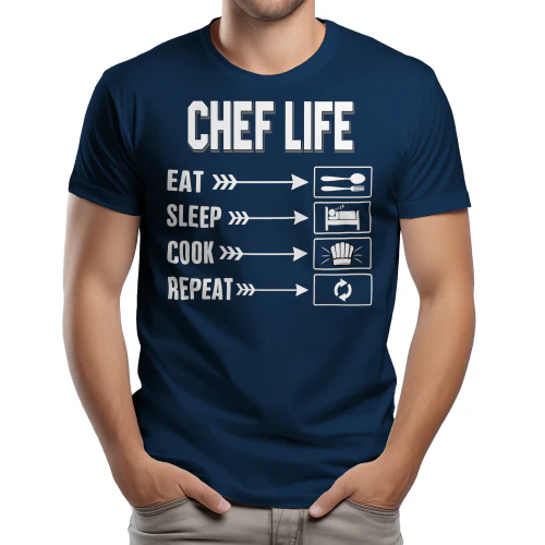 Chef Life Eat Sleep Cook Repeat - Funny Culinary Routine Typography Graphic