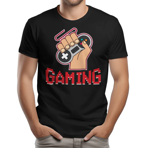 Retro Gamer Hand Holding Controller Pixel Gaming Graphic Design