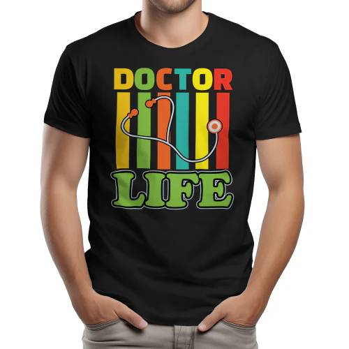 Colorful Retro Doctor Life Stethoscope Rainbow Graphic Design