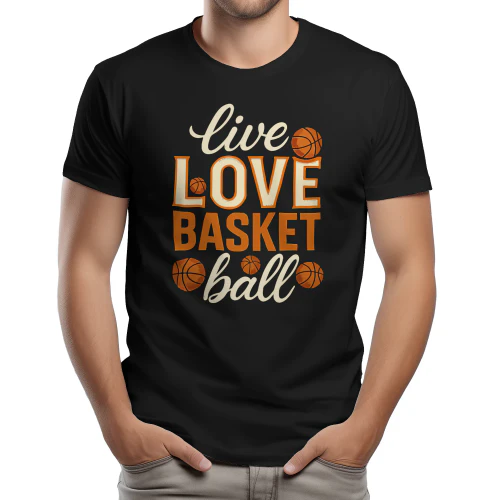 Live Love Basketball - Retro Orange and Cream Varsity Lifestyle Slogan Graphic