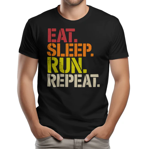Eat Sleep Run Repeat - Vintage Distressed Retro Sunset Gradient Typography Graphic
