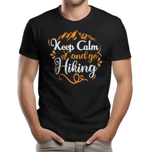 Keep Calm And Go Hiking Retro Mountain Deer Graphic Design