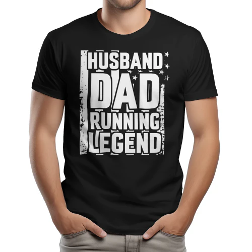 Husband Dad Running Legend - Vintage Distressed US Flag Patriotic Family Graphic