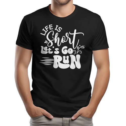 Life Is Short Let's Go Run - Elegant Mixed Cursive and Speed Line Runner Graphic