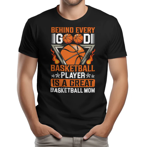 Behind Every Good Basketball Player Is A Great Basketball Mom - Retro Sports Graphic