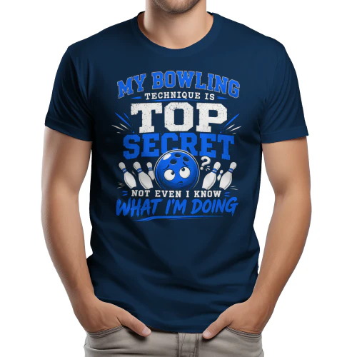 Top Secret Bowling Technique Funny Quote - Distressed Bowler Graphic Design