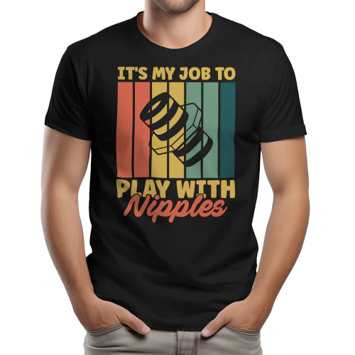 It's My Job To Play With Nipples - Funny Vintage Sunset Plumber Pipe Fitting Graphic