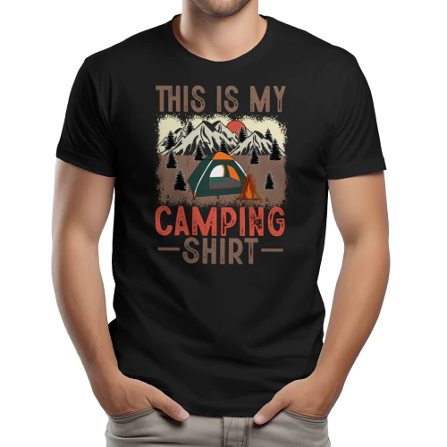 This Is My Camping Shirt Vintage Mountain Campfire Graphic Design