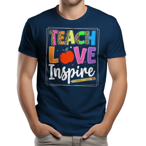 Teach Love Inspire Leopard Print Apple School Teacher Graphic Design