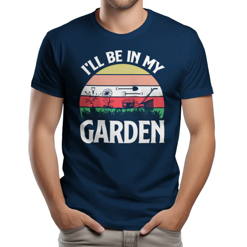 Ill Be In My Garden Vintage Sunset Gardening Tools Graphic Design