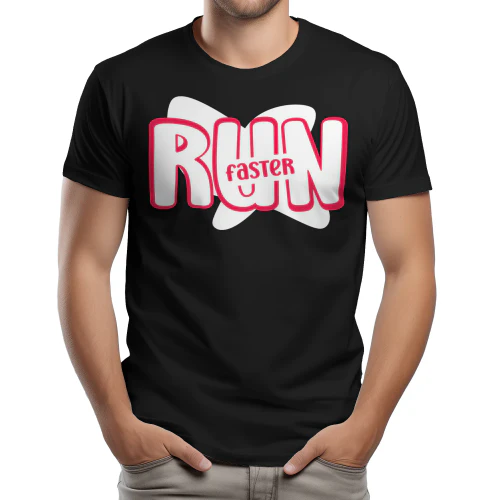 Run Faster - Playful Pop Pink Outlined Cartoon Fitness Typography Graphic