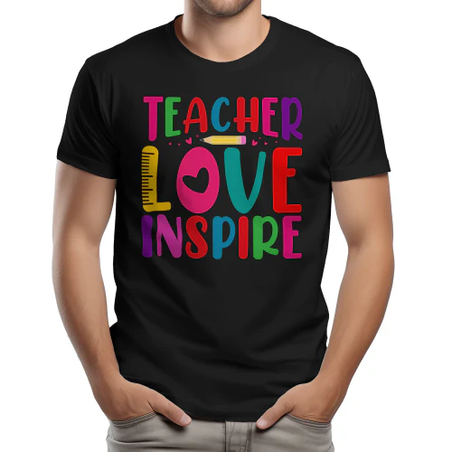 Teach Love Inspire Colorful Typography School Graphic Design