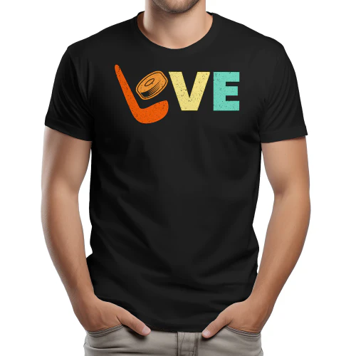 Love Hockey - Funny Retro Distressed Ice Hockey Graphic 
