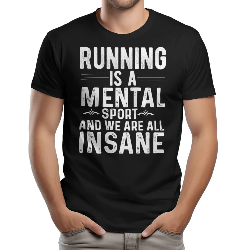 Running Is A Mental Sport - Vintage Distressed White Cross Country Humor Graphic