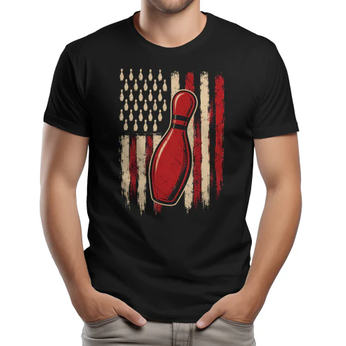American Flag Bowling Pin Patriotic USA Bowler - Vintage Distressed Graphic Design