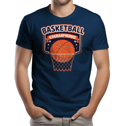 Basketball Champions - Retro Navy and Orange Net Swish Tournament Graphic