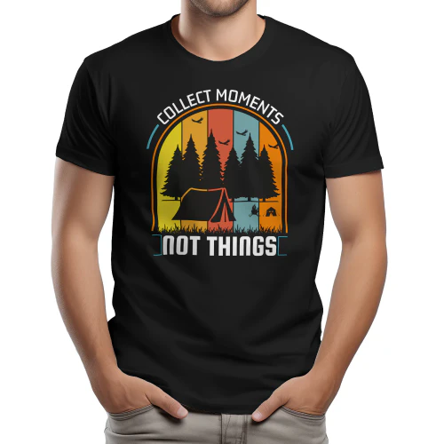 Collect Moments Not Things Vintage Sunset Camping Graphic Design