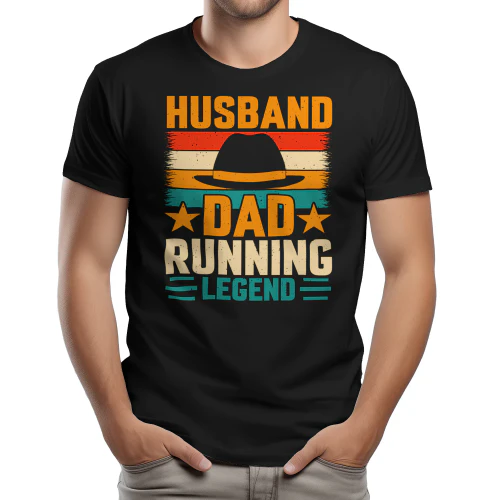 Husband Dad Running Legend - Vintage Distressed Retro Sunset Fedora Hat Graphic