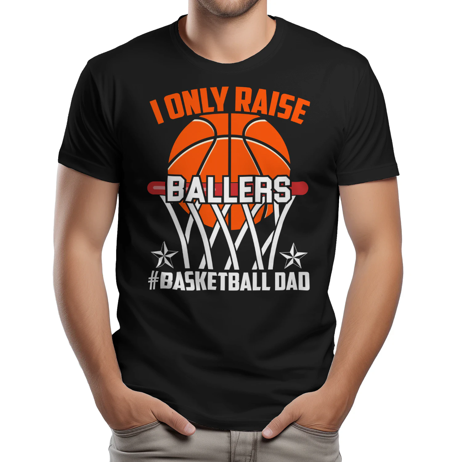 I Only Raise Ballers Basketball Dad - Retro Orange Sports Slogan Graphic