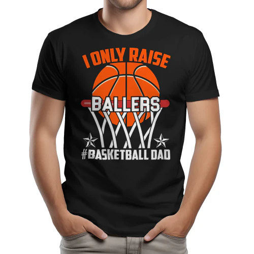 I Only Raise Ballers Basketball Dad - Retro Orange Sports Slogan Graphic