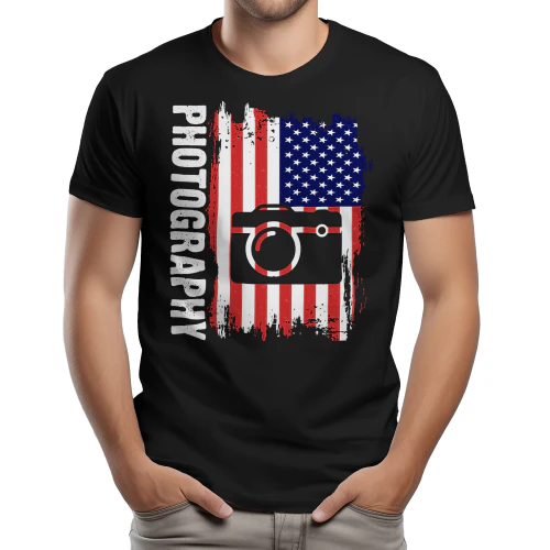Photography - Distressed American Flag Vintage Camera Patriotic Photographer Graphic