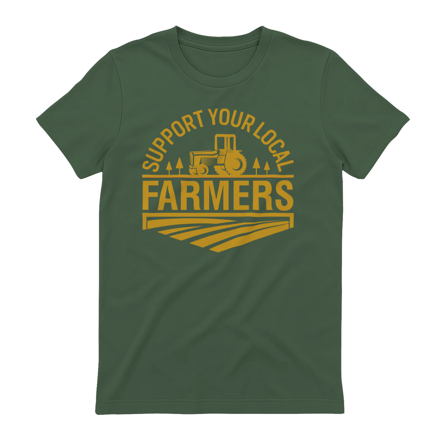 Support Your Local Farmers - Retro Tractor and Field Agriculture Graphic