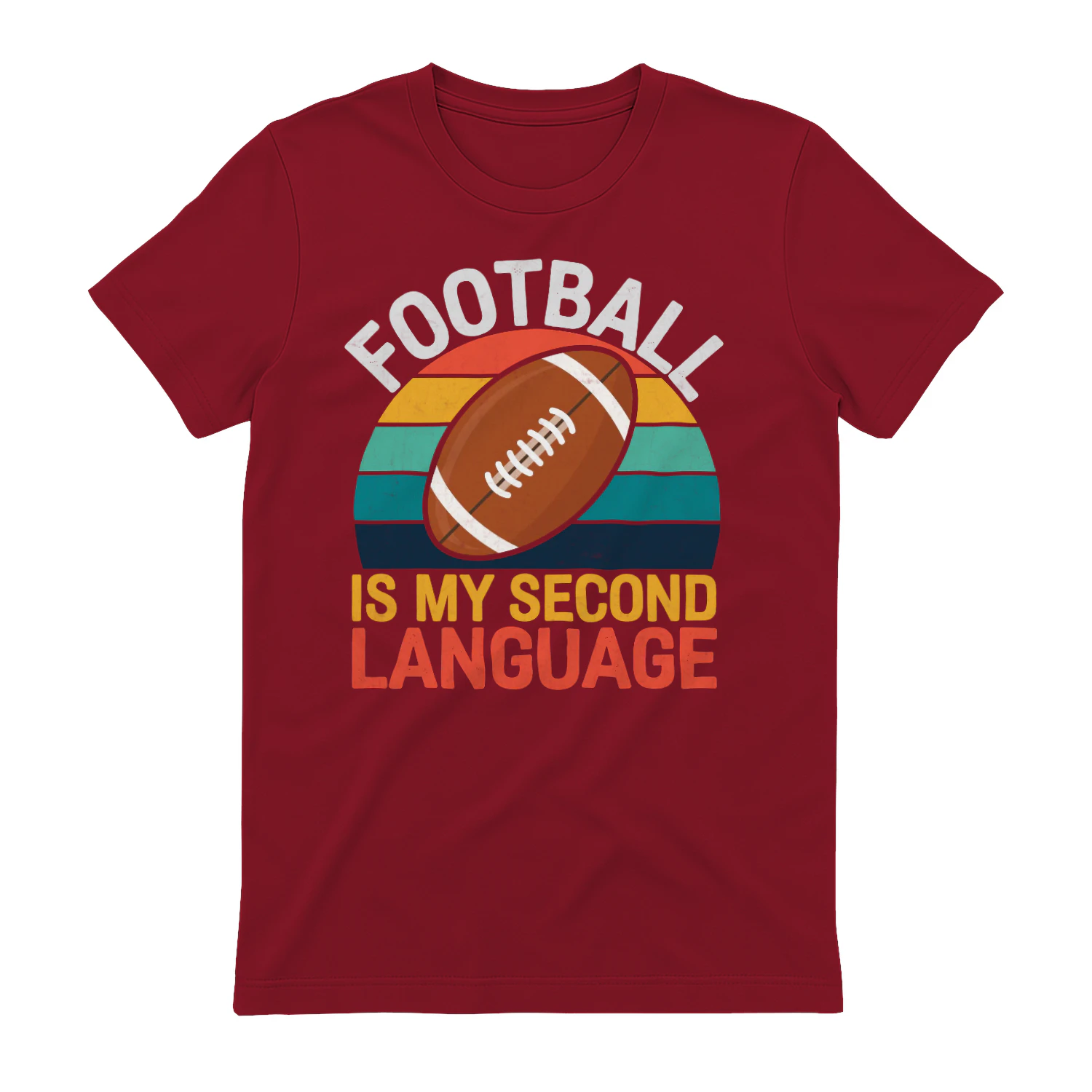 Football Is My Second Language Retro Vintage Sunset - Funny Sports Quote Design