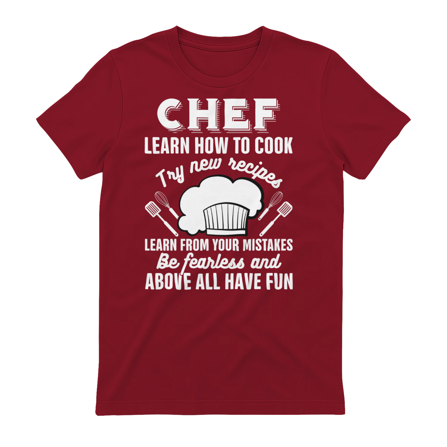 Chef Learn How To Cook Try New Recipes - Inspirational Culinary Art Typography Graphic