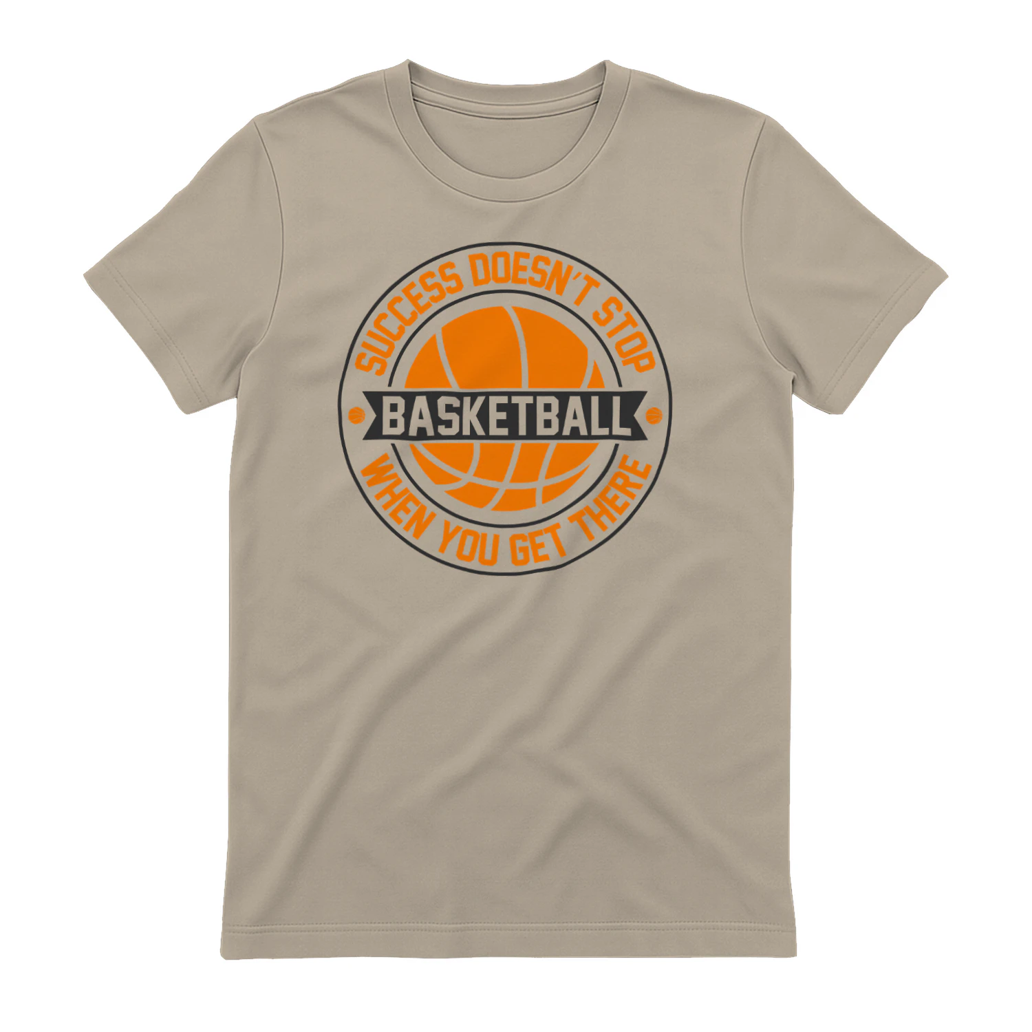 Success Doesn't Stop Basketball - Retro Orange Circular Emblem Slogan Graphic