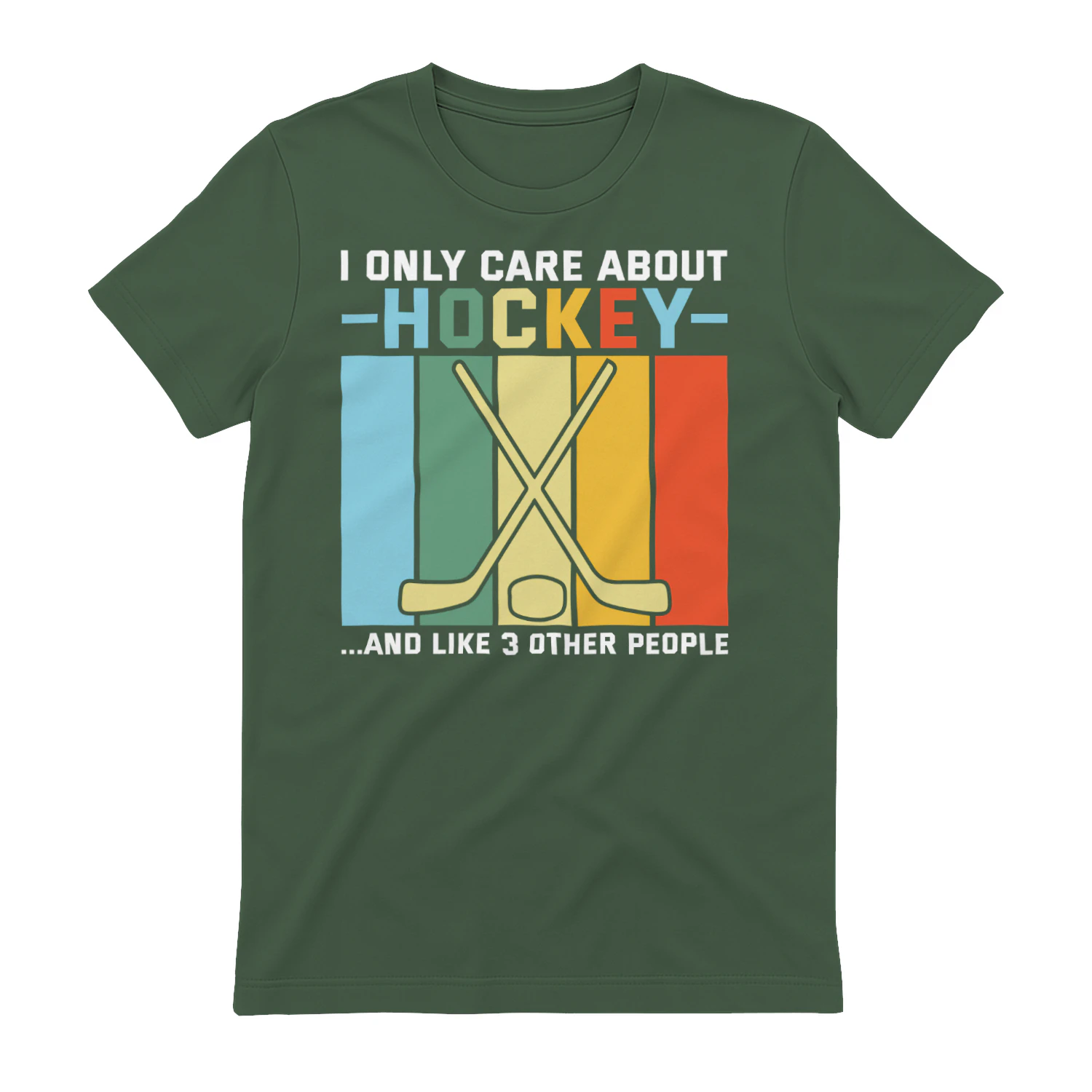 Retro Hockey - Vintage 70s Striped Sunset Crossed Sticks Graphic for Fans