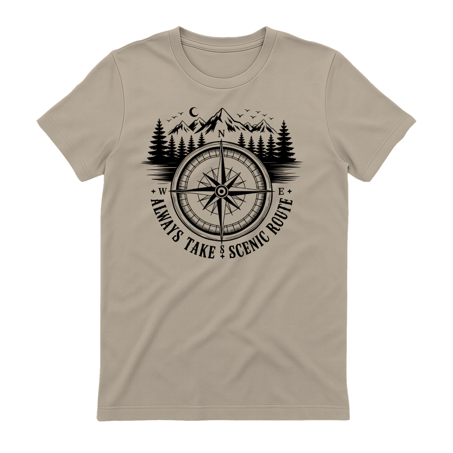 Always Take The Scenic Route Vintage Compass Mountain Graphic Design