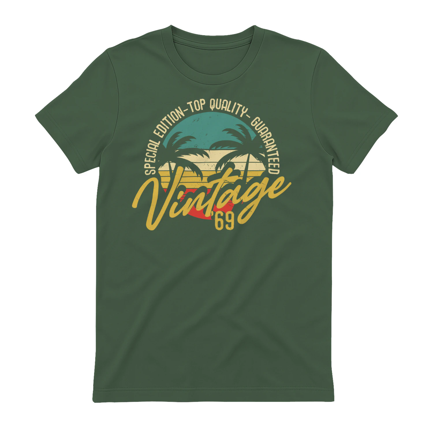 Vintage 69 Tropical Sunset Graphic - Retro Birthday Beach Vacation Style